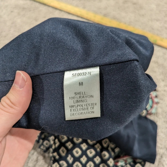 THML Navy Blue Sleeveless Pattern Dress embroidered details Size Medium - Picture 7 of 8